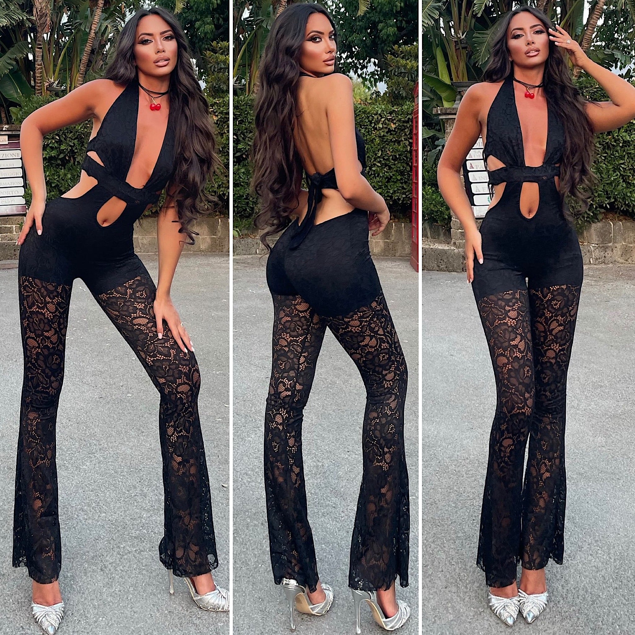 IRENE 24SS Tile JQD × Lace Jumpsuit IRENE 24SS Tile JQD × Lace Jumpsuit IRENA JUMPSUIT - WHITE LACE