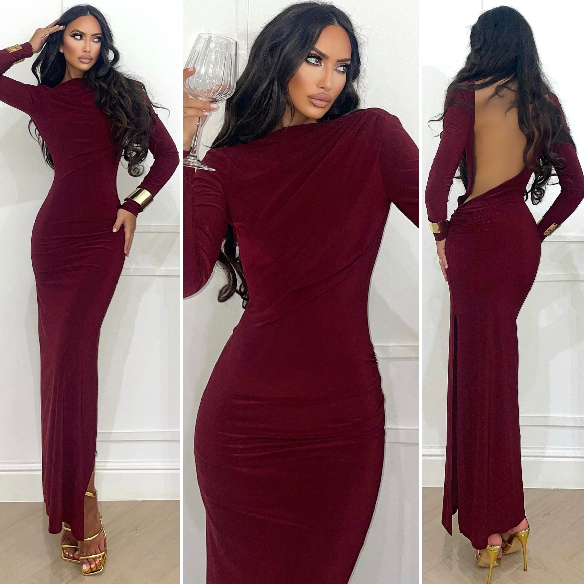 princess polly baby blue dress maroon backless dress main image 1