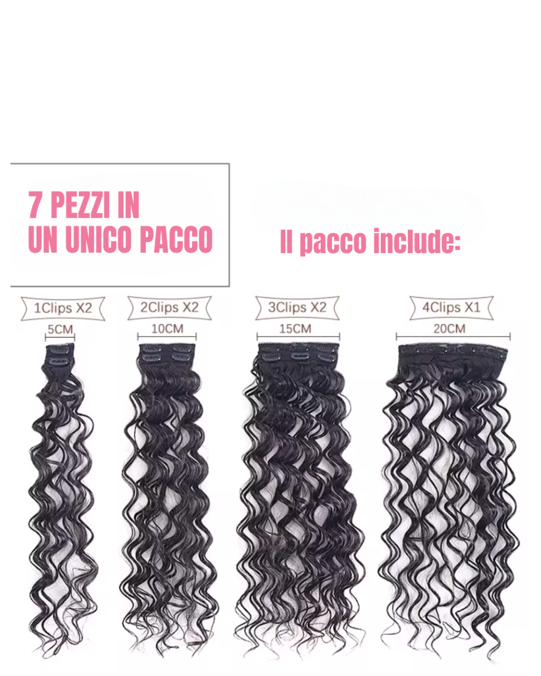 Extension 150GR 7 Clip Riccio Morbido vari colori - R.a. Boutique
