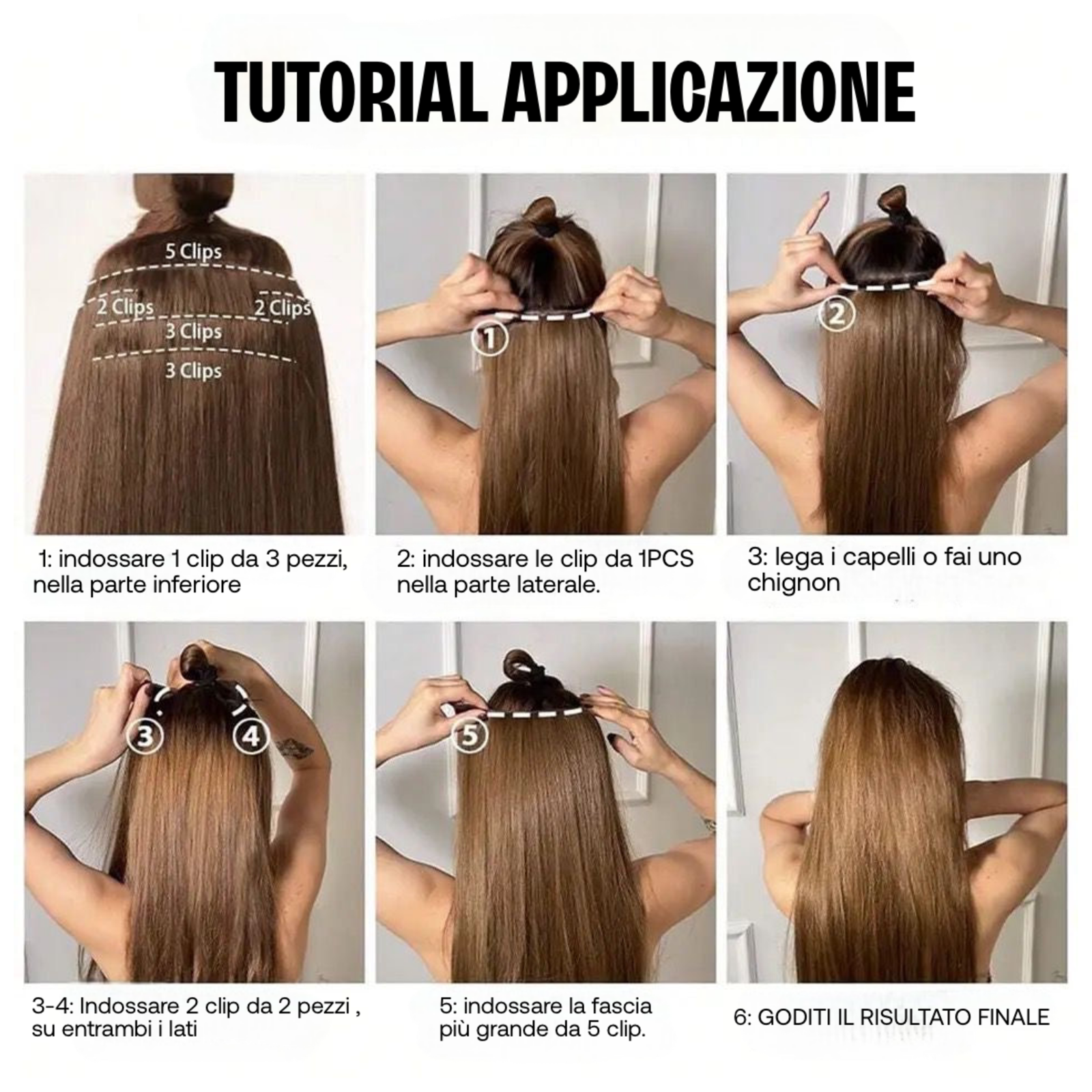 Extension 150gr lisce 7 clip vari colori - R.a. Boutique