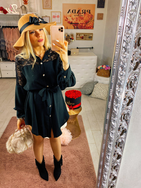 Abito In Maglia Femminile Con Colletto E Bottoni - Rosso Prugna