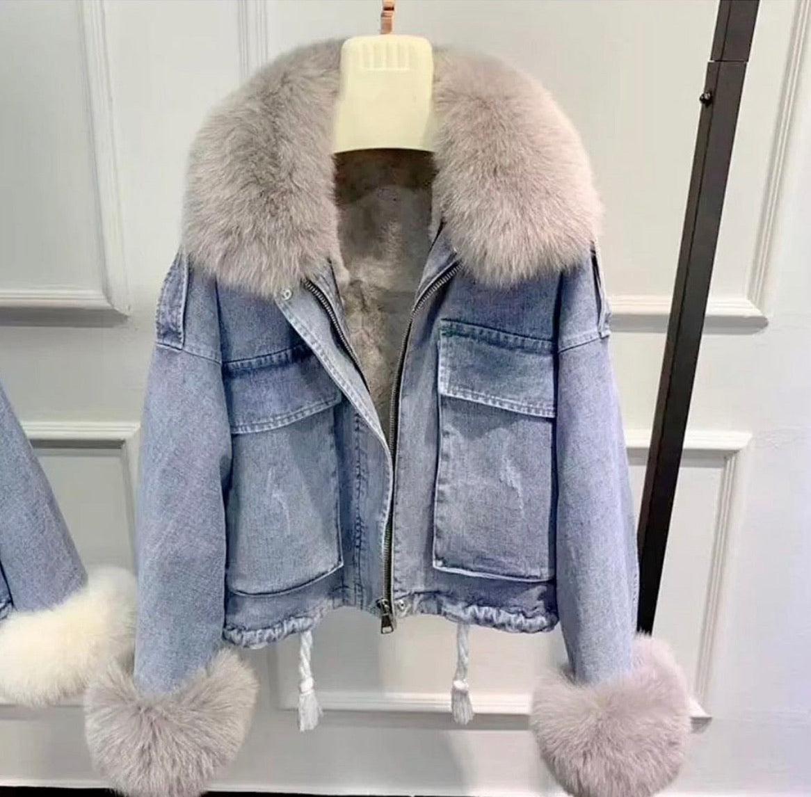 Chaqueta vaquera con pelo sintético - Main Image