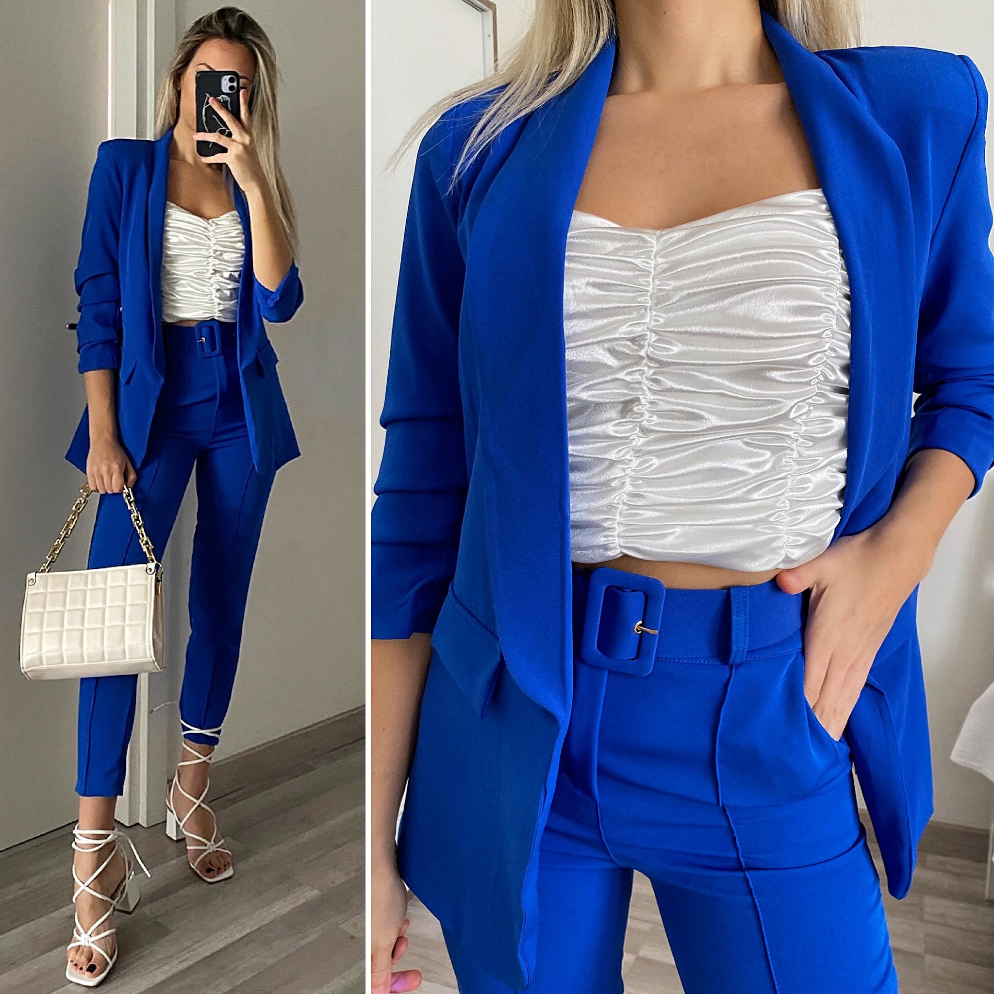 Electric blue jacket and trousers set