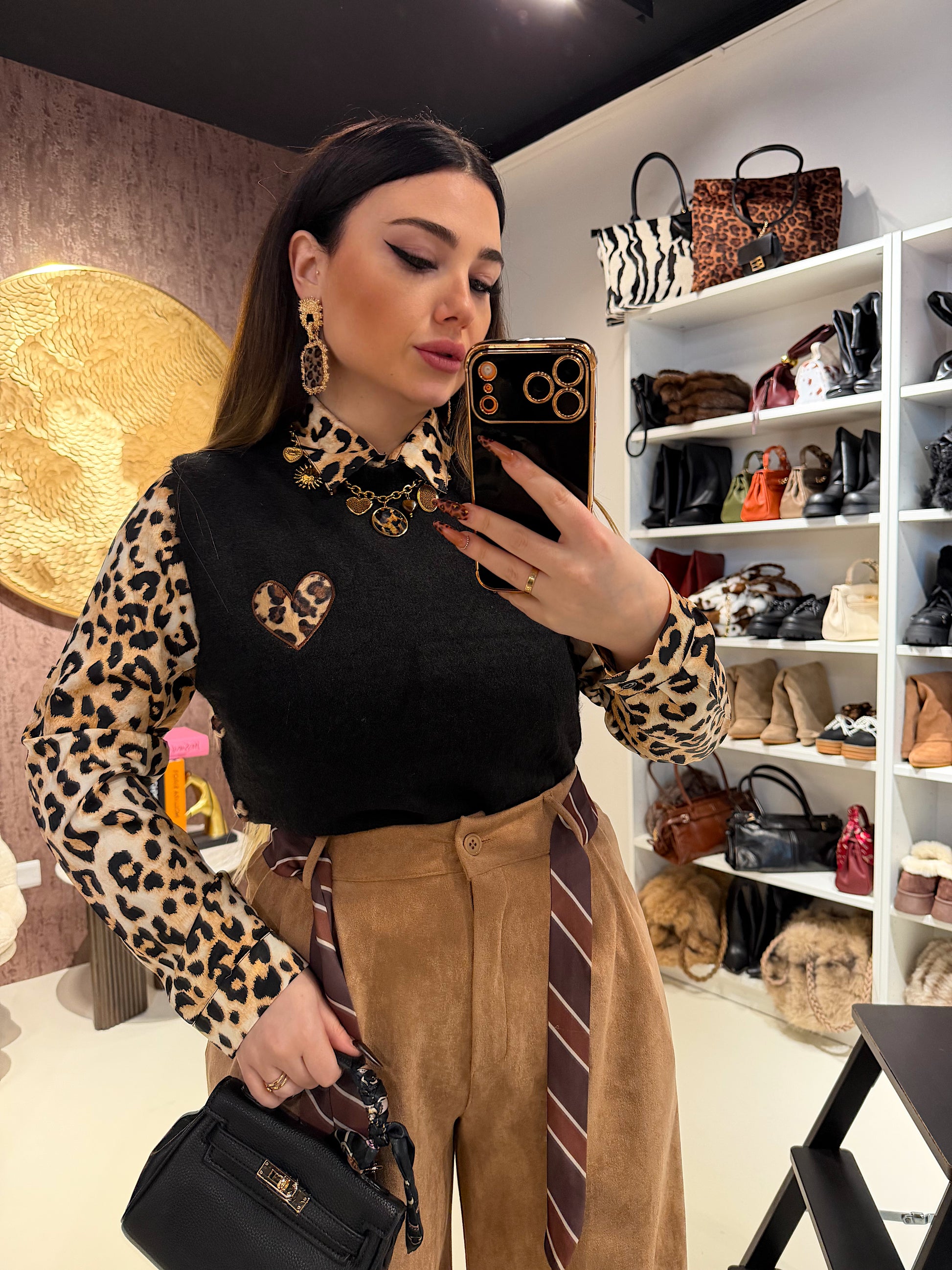 Gilet con cuore maculato i bottoni laterali - R.a. Boutique