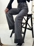 Jeans scuro con strass e risvolto - R.a. Boutique