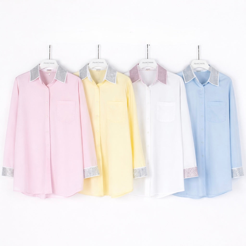 Camicia con brillantini su polso e maniche - R.a. Boutique