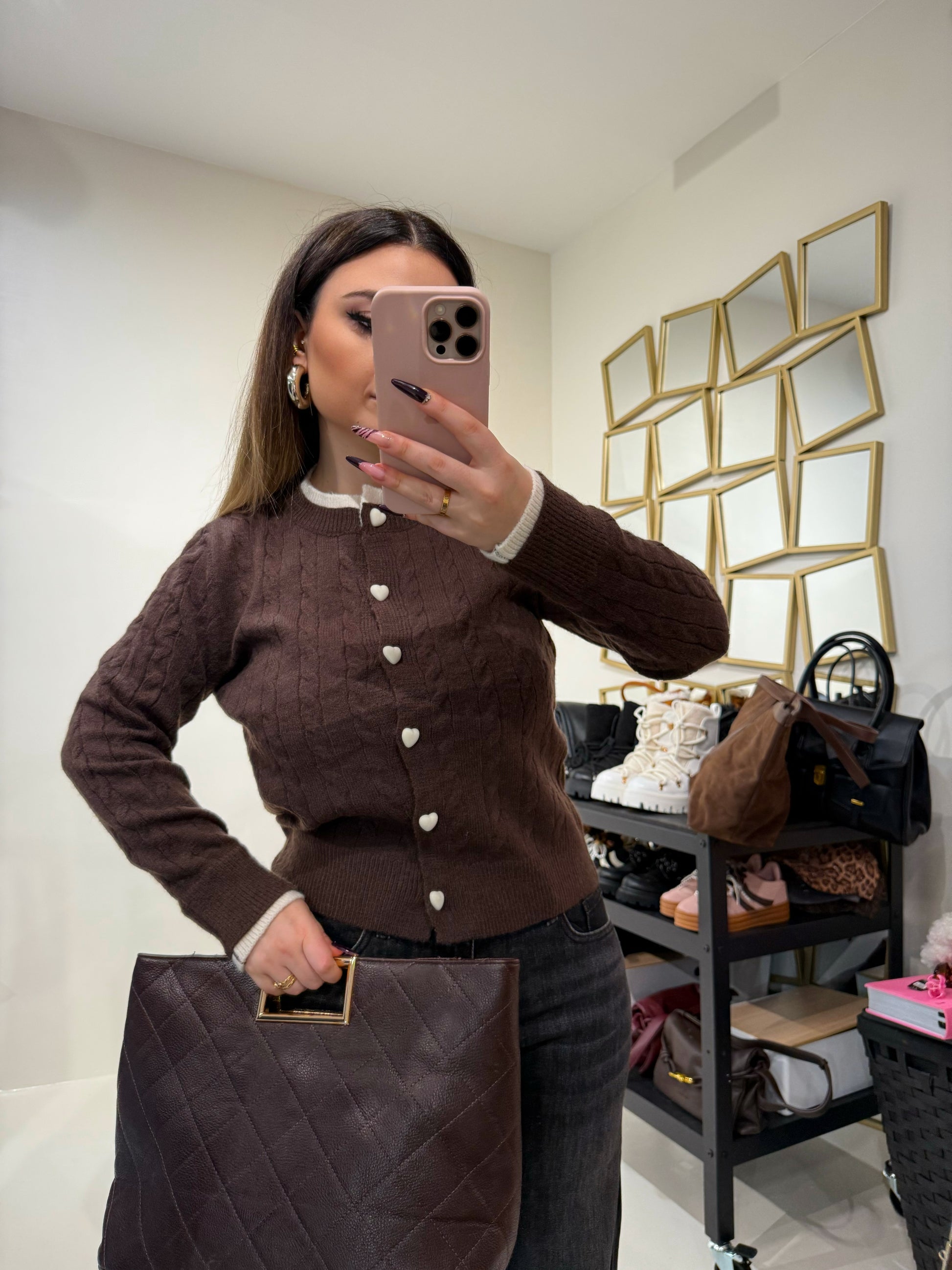 Maglione a trecce con cuori - R.a. Boutique