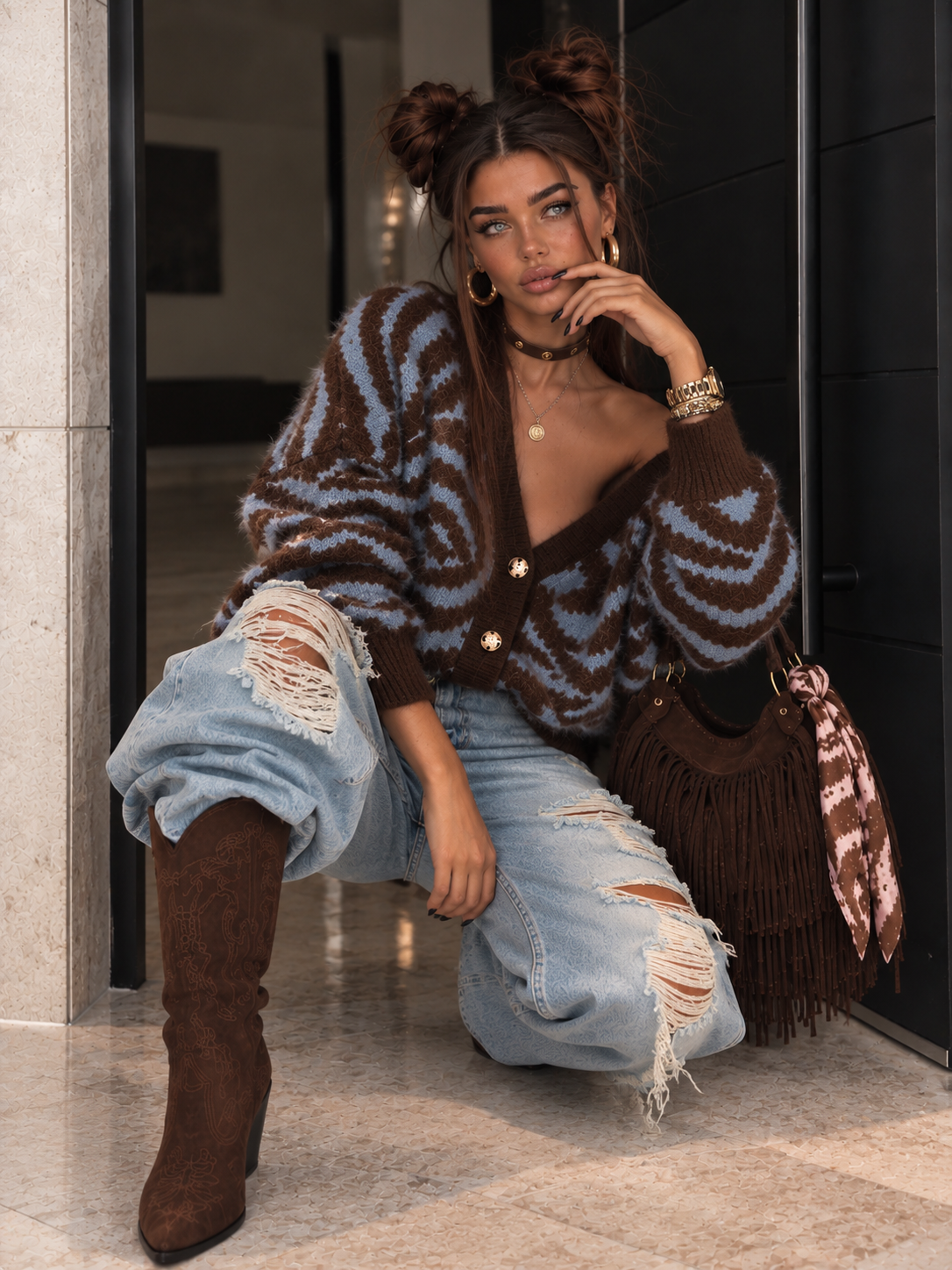 Jeans Sohoo Strappato con cinturina - R.a. Boutique