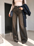 Completo Denim Dark Brown – Giacca Crop & Pantalone Flare - R.a. Boutique