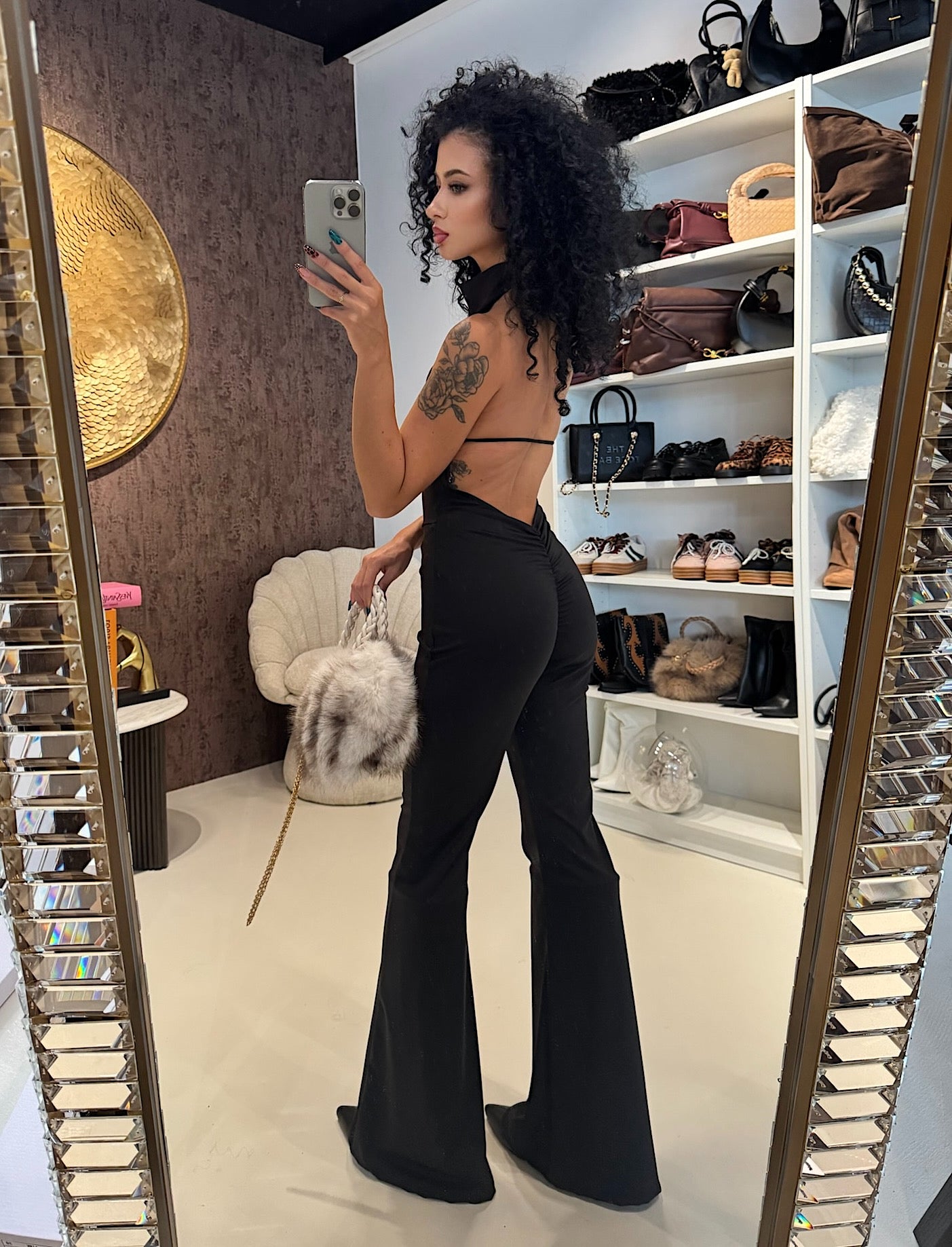 Tuta choker schiena aperta nero - R.a. Boutique