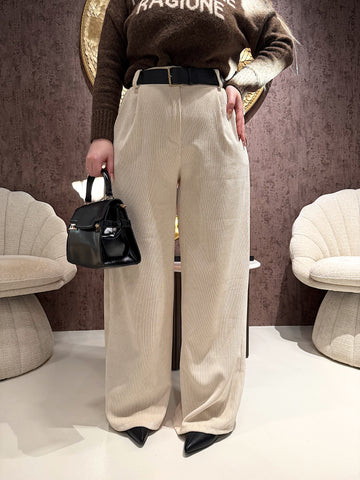 Pantalone in velluto con cintura