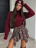 Gonna con Fodera a Pantaloncino Tartan Bordeaux - R.a. Boutique