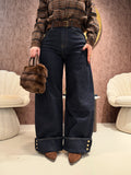 Jeans Turn Up Wide Leg con cintura - R.a. Boutique
