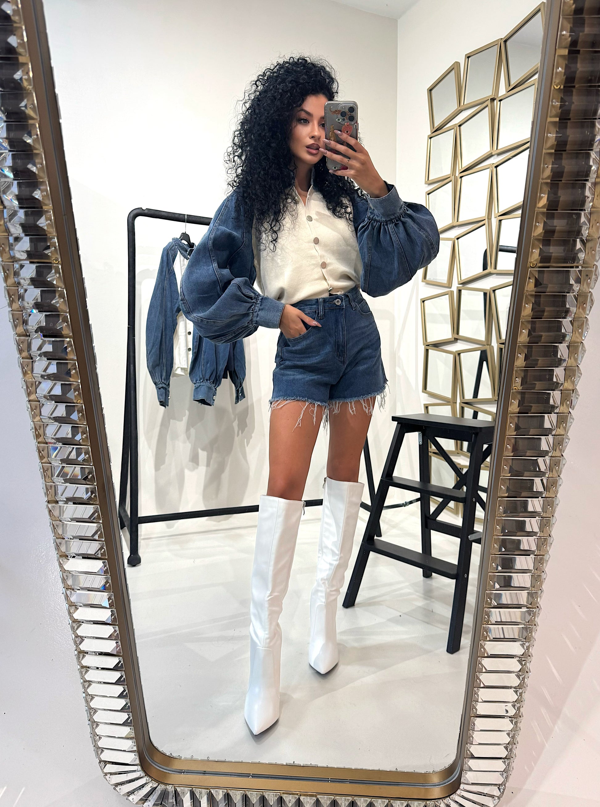 Maglioncino con dettaglio in denim - R.a. Boutique