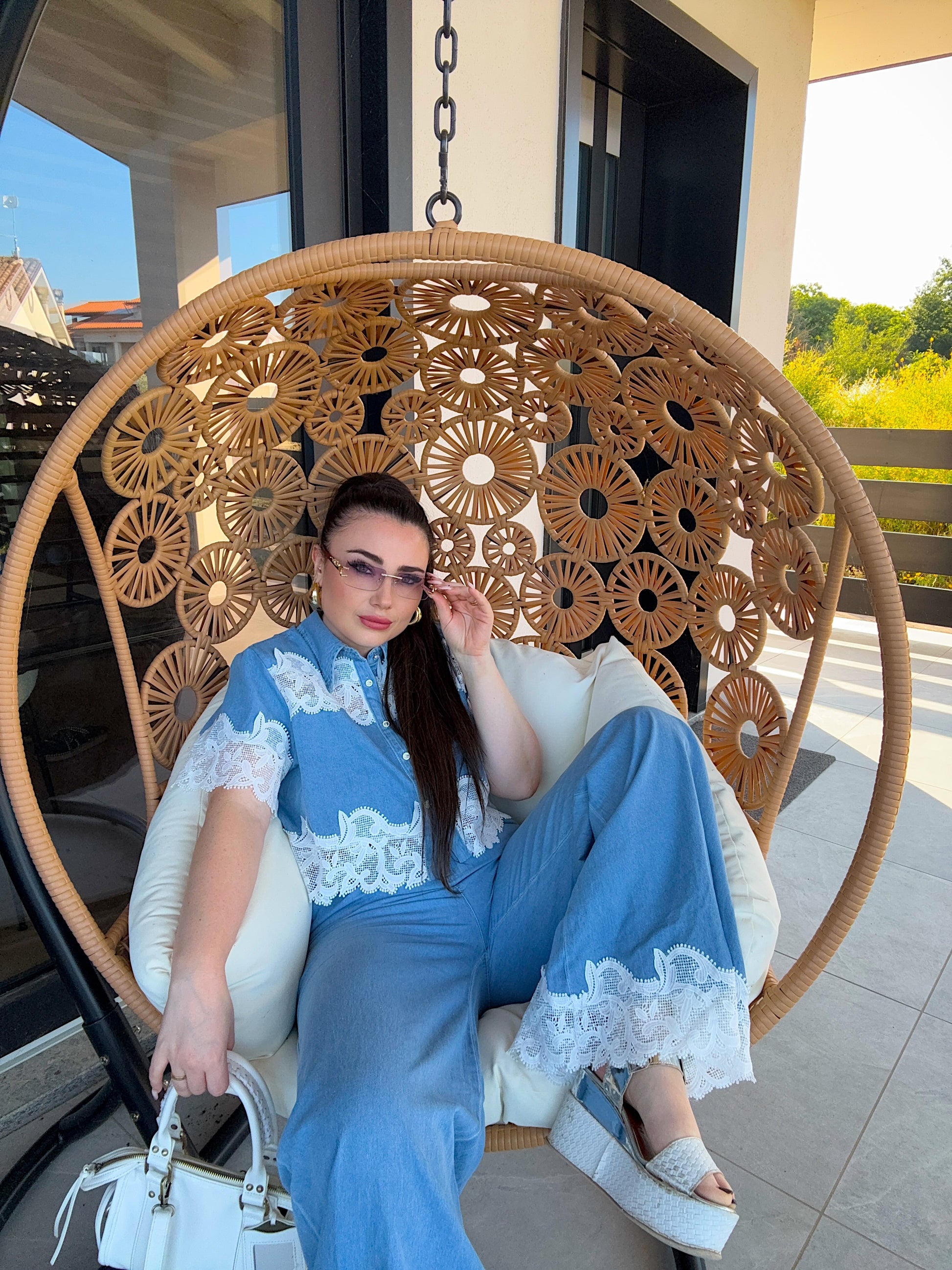 Set camicia e jeans con pizzo - R.a. Boutique