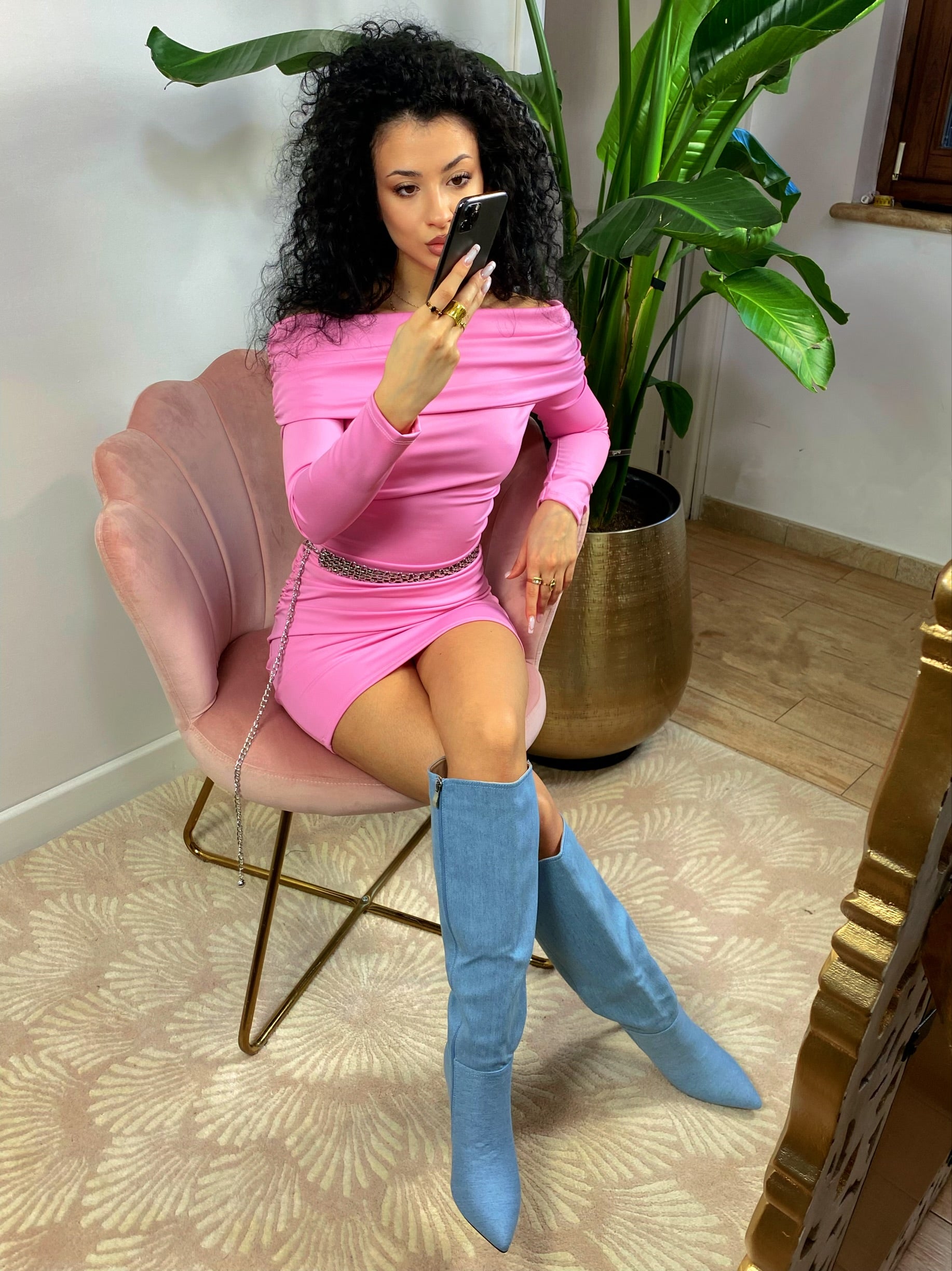 Abito rosa scollo a barca - R.a. Boutique 