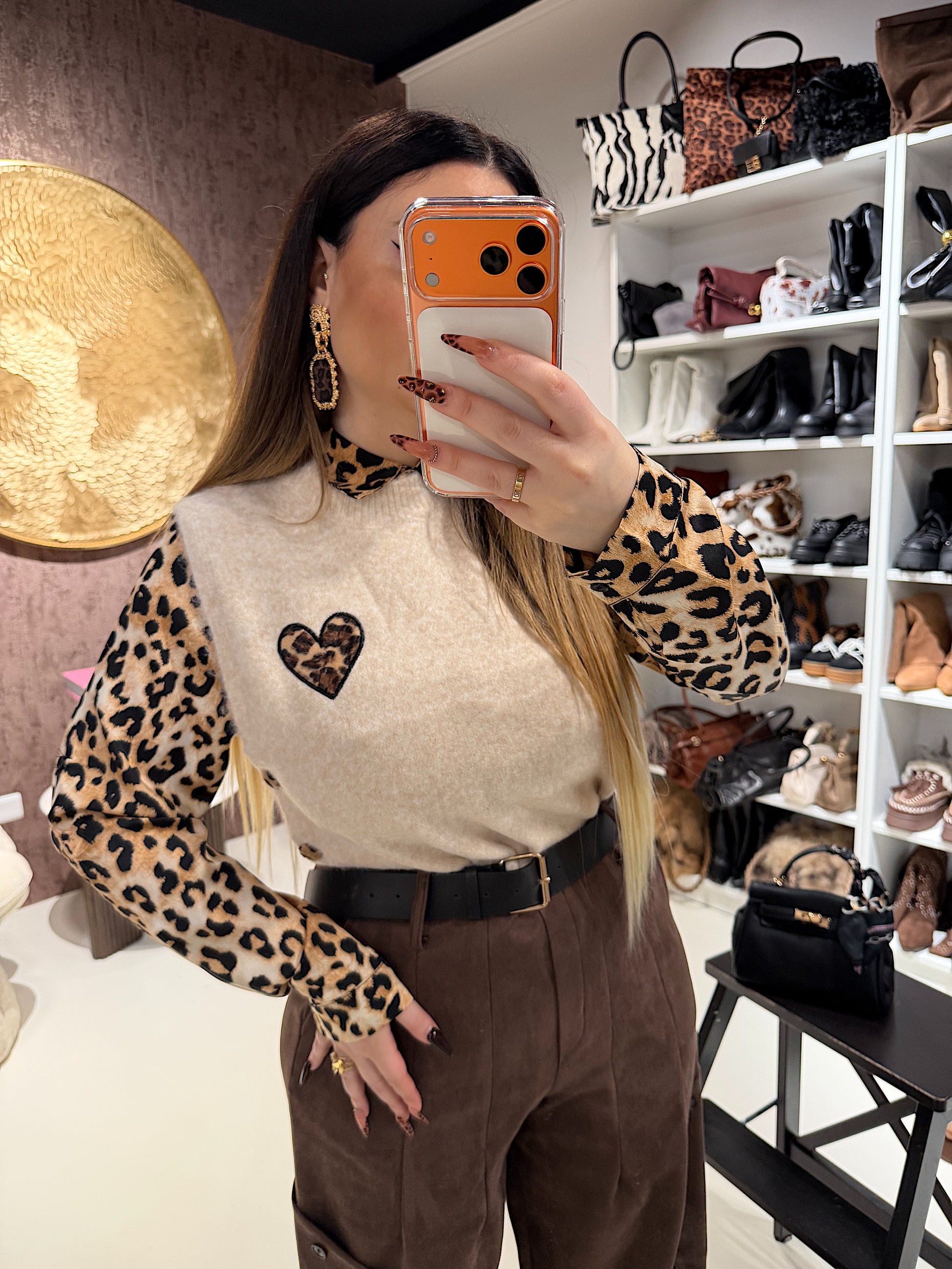 Gilet con cuore maculato i bottoni laterali - R.a. Boutique