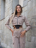 Completo giacca e pantalone cargo Camel - R.a. Boutique 