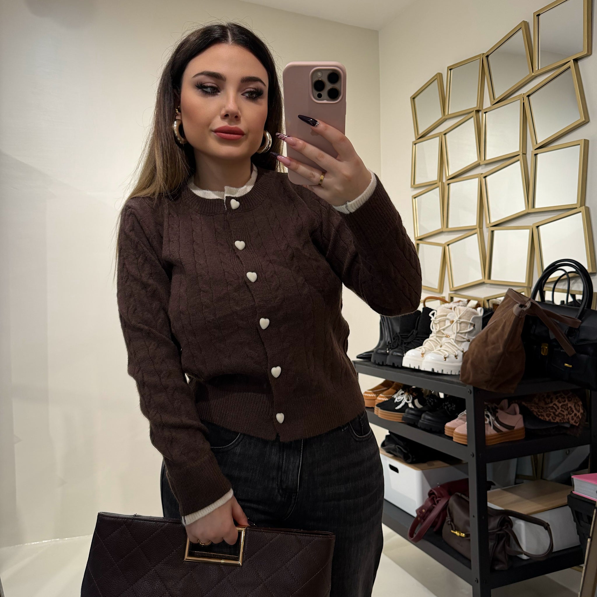 Maglione a trecce con cuori - R.a. Boutique