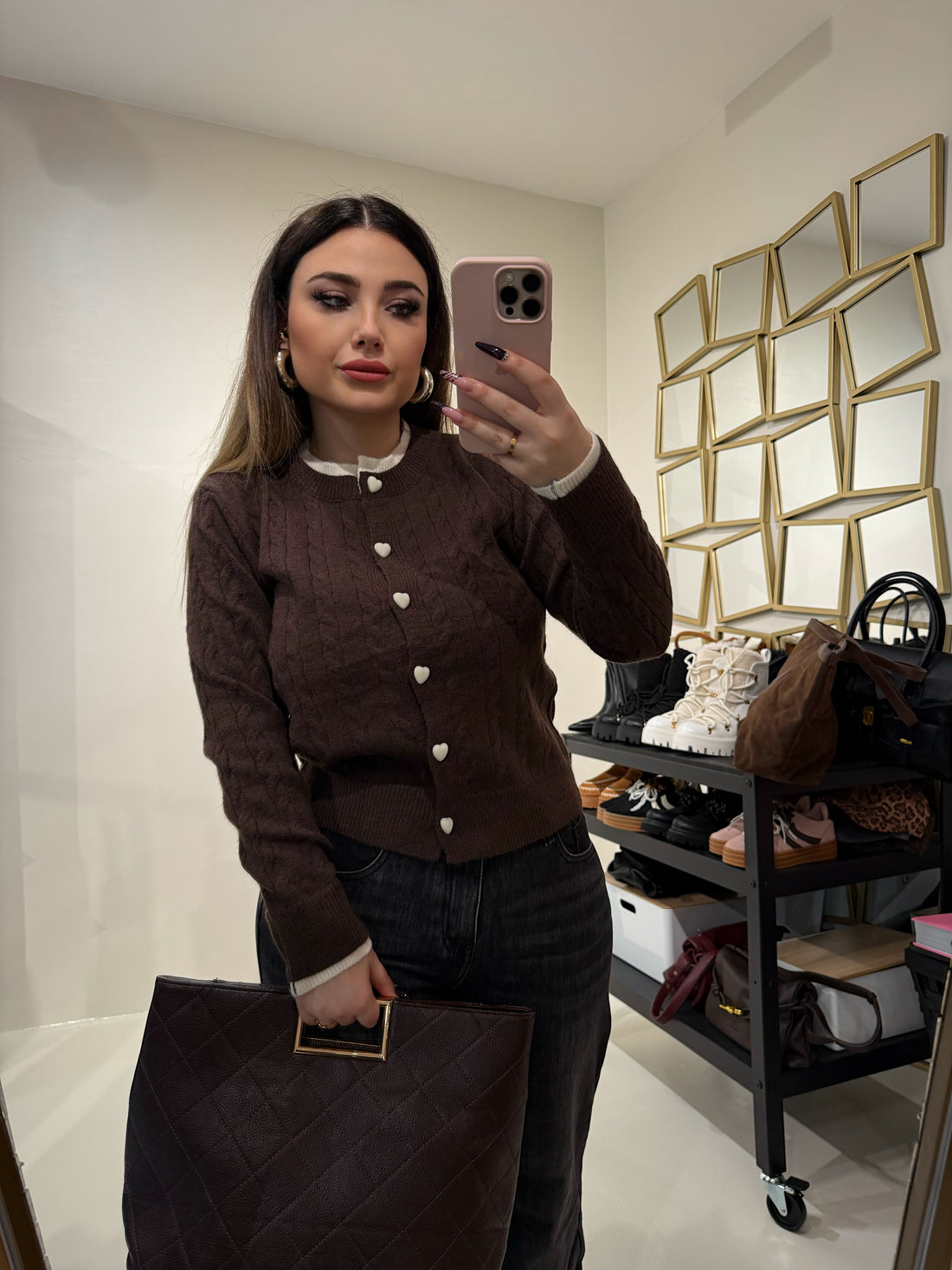 Maglione a trecce con cuori - R.a. Boutique