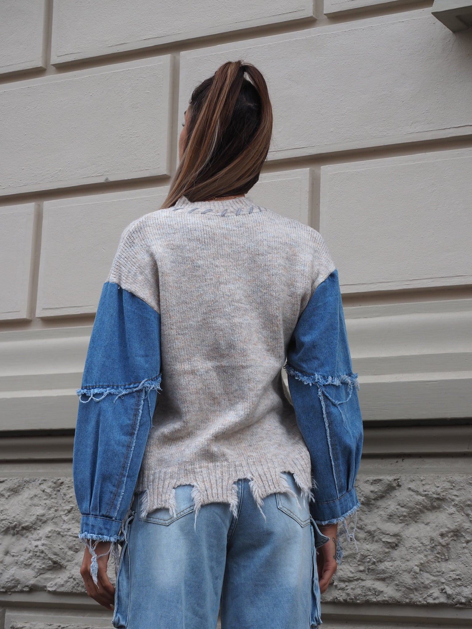 Maglione over con dettaglio in jeans - R.a. Boutique 