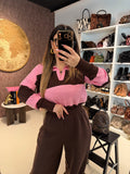 Maglione a righe rosa marrone - R.a. Boutique