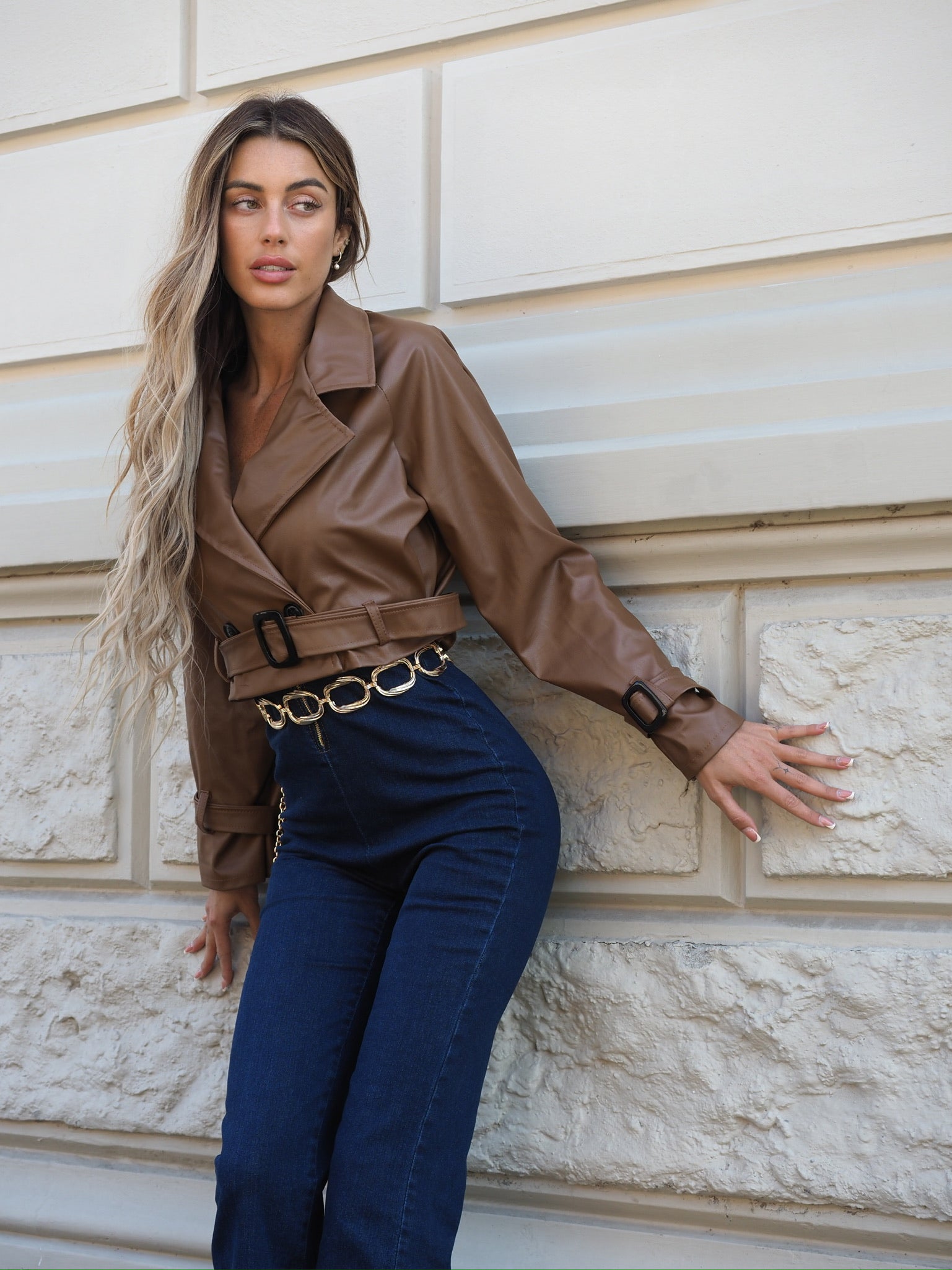 Giacca in ecopelle choco - R.a. Boutique 