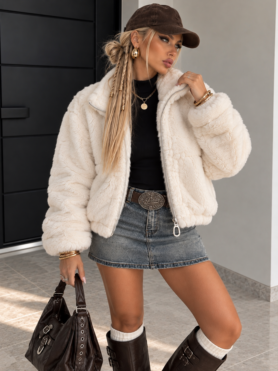 Giacca Teddy Zip Bianco - R.a. Boutique