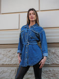 Giaccone di jeans con borchie - R.a. Boutique 