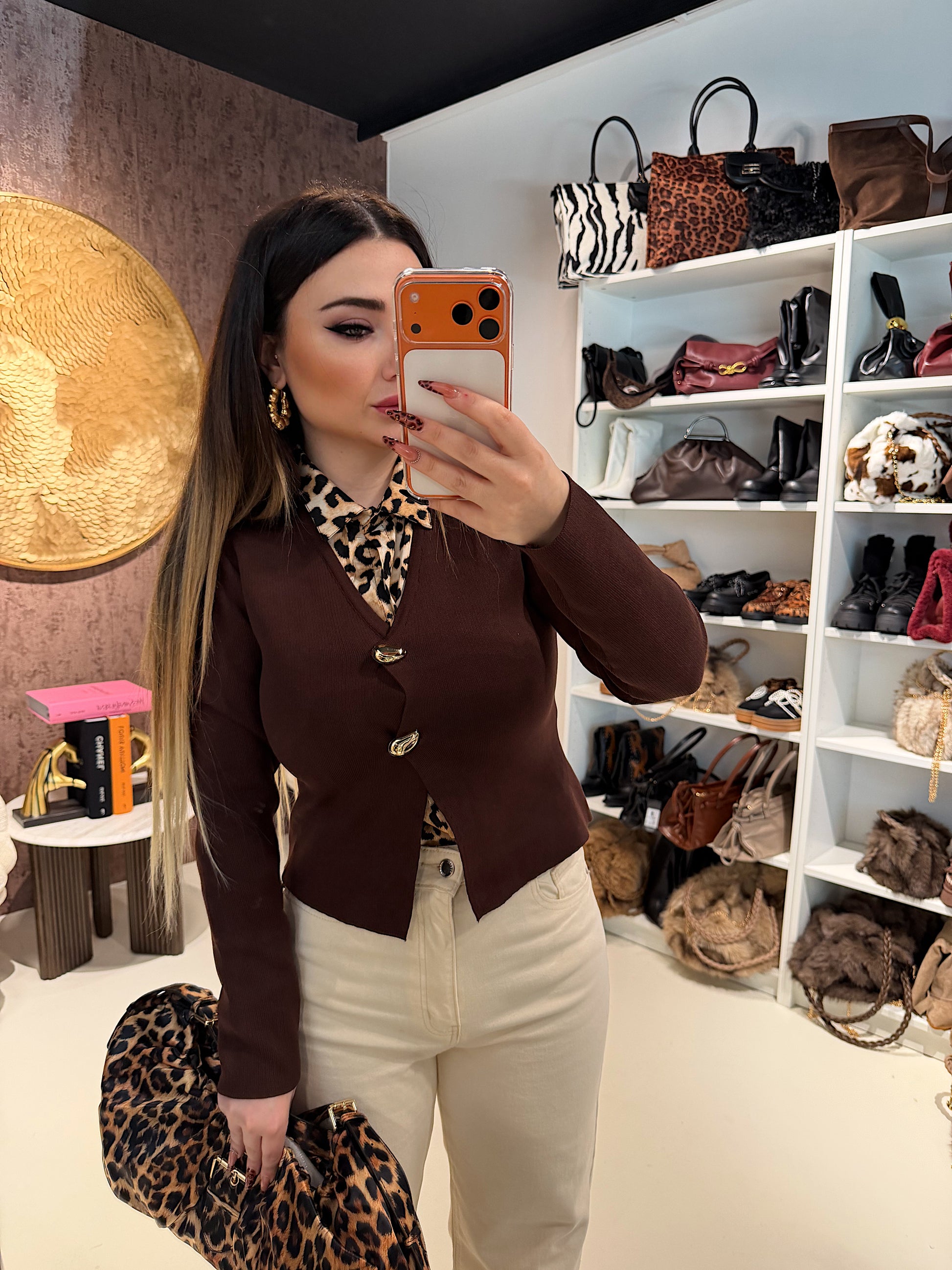 Cardigan con gocce oro - R.a. Boutique