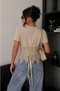 T-Shirt Corsetto con coppe in Pizzo con lacci posteriori - R.a. Boutique