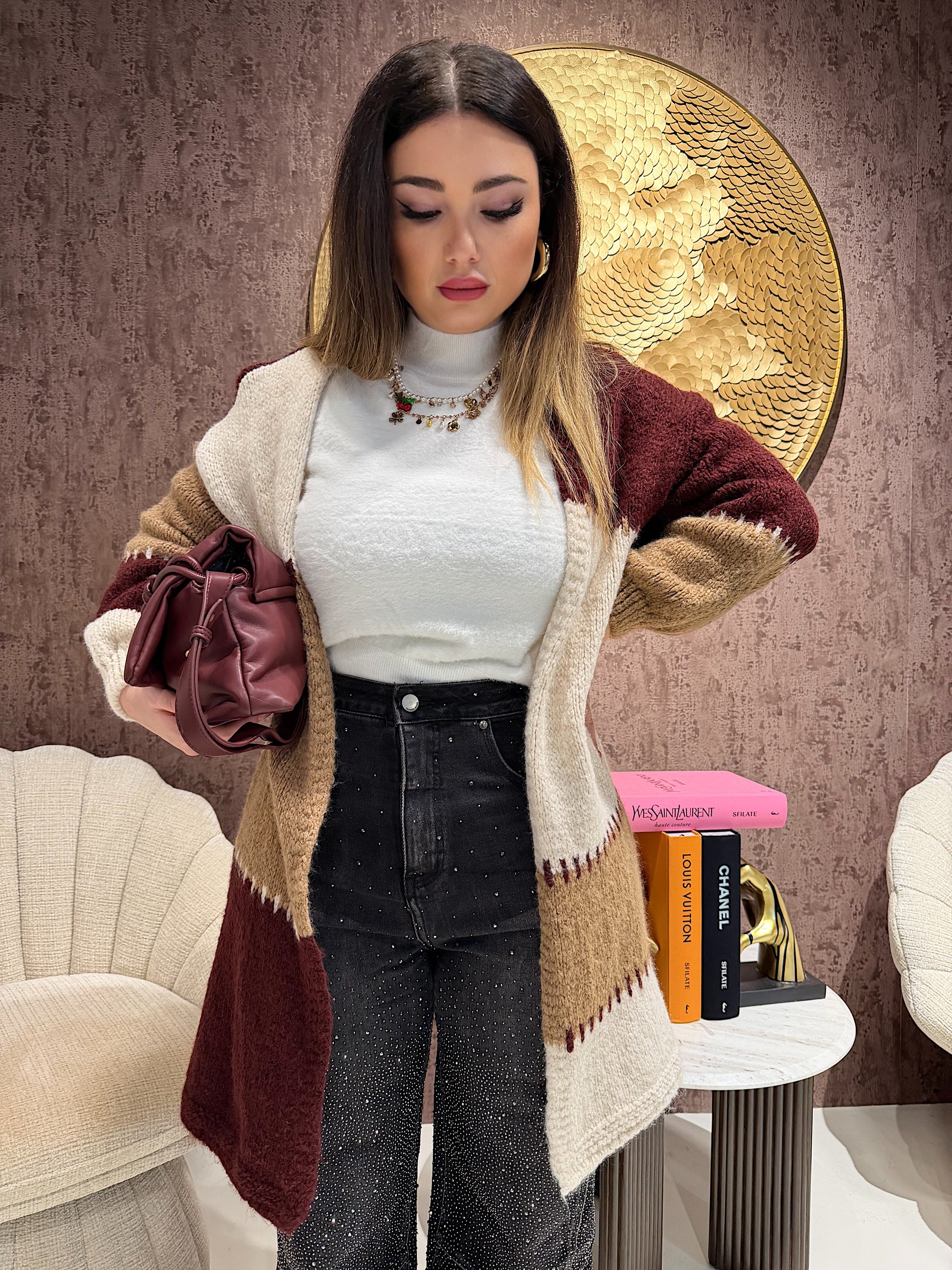 Cardigan a Blocchi 2 colori - R.a. Boutique