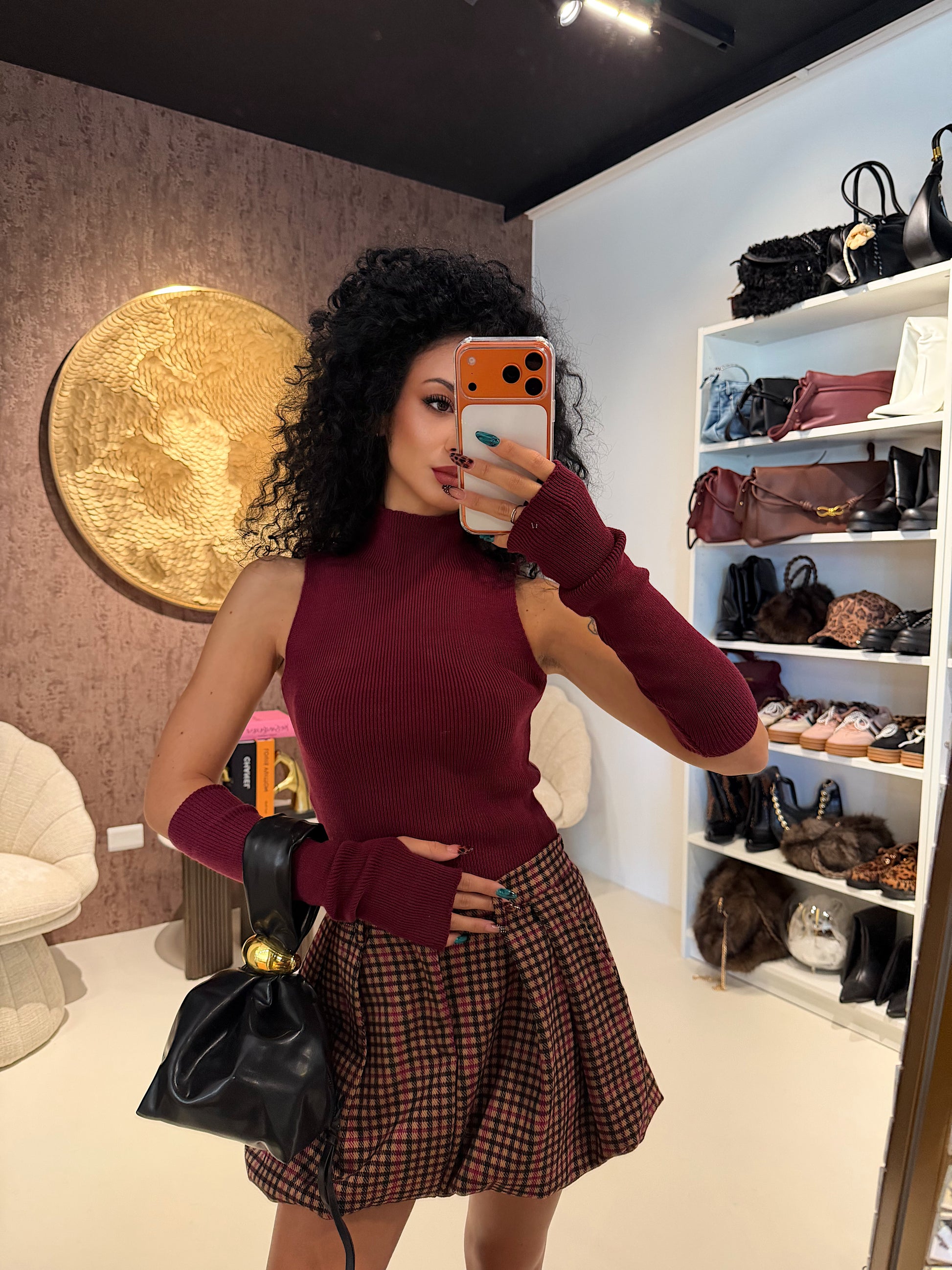 Gonna a palloncino check Fuxia - R.a. Boutique