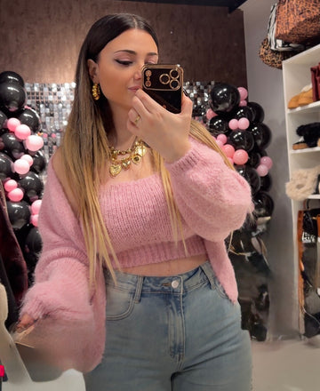 Maglione piu top Lovely Hearts rosa