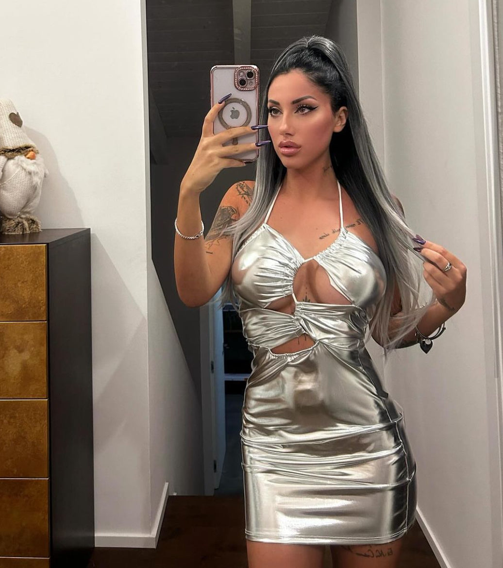 Abito silver con incroci - R.a. Boutique 