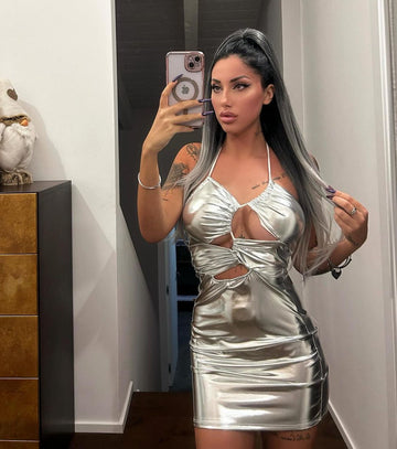 Abito silver con incroci - R.a. Boutique 