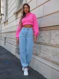 Felpa crop rosa barbie con lacci - R.a. Boutique 