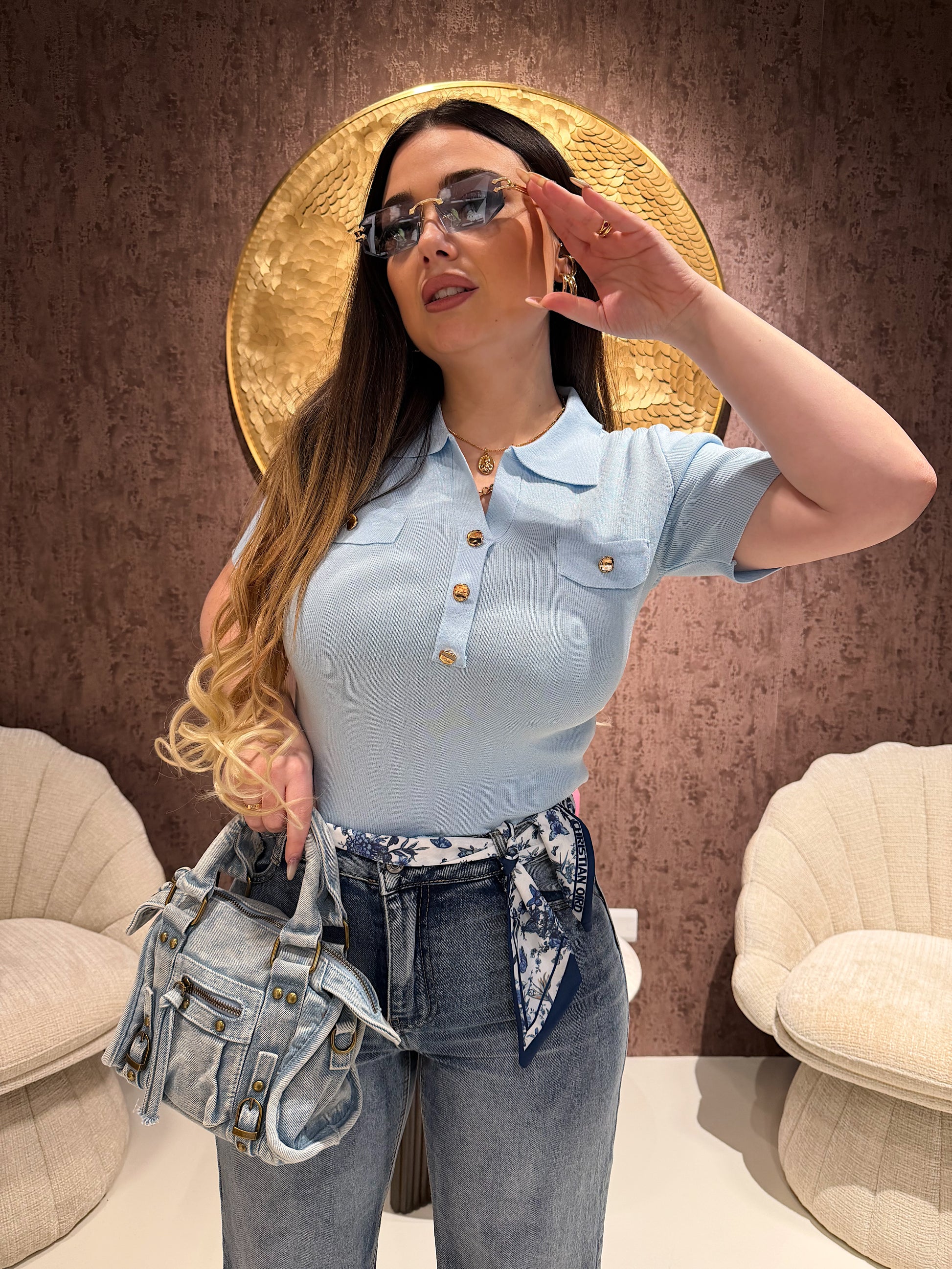 Polo Knit Chic con Bottoni Gioiello - R.a. Boutique