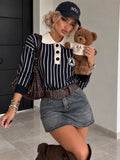 Maglia Polo Teddy a Righe Blu - R.a. Boutique