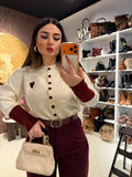 Maglioncino con cuore e dettagli bordeaux - R.a. Boutique