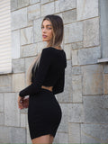 Completo top e gonna con cuori Nero - R.a. Boutique 