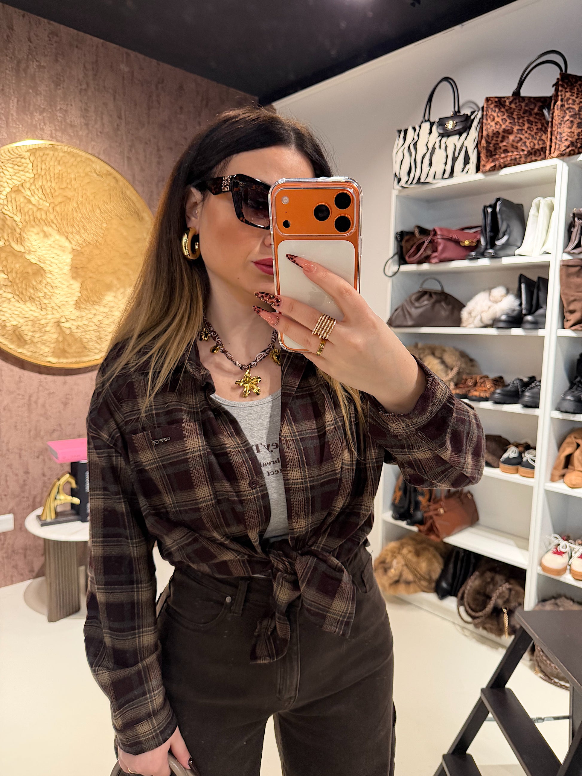 Camicia sfumatura marrone con canotta inclusa - R.a. Boutique