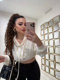 Felpa cropped con cappuccio - R.a. Boutique