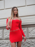 Abito in maglia rosso scollo a cuore - R.a. Boutique 
