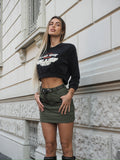 Felpa crop nera aquila - R.a. Boutique 