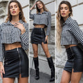 Camicia crop a quadri bianco nero - R.a. Boutique 