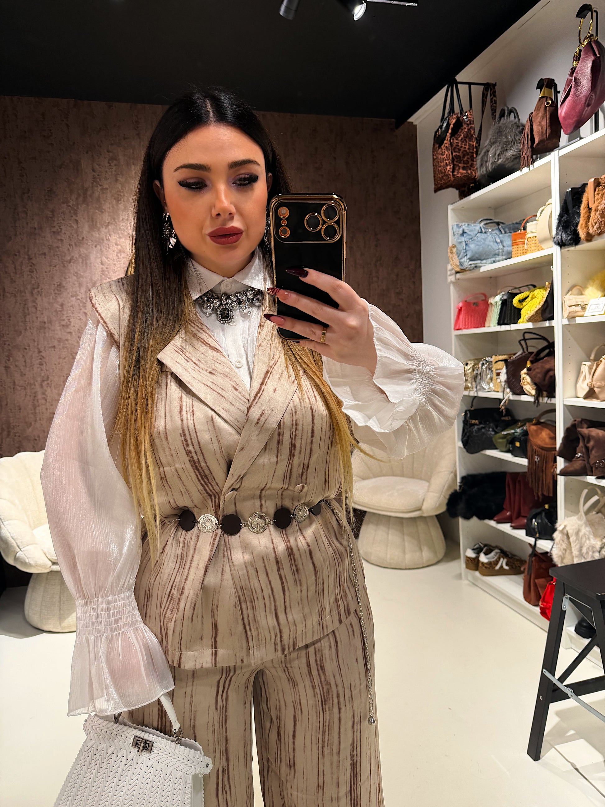 Completo venature luxury con cintura - R.a. Boutique