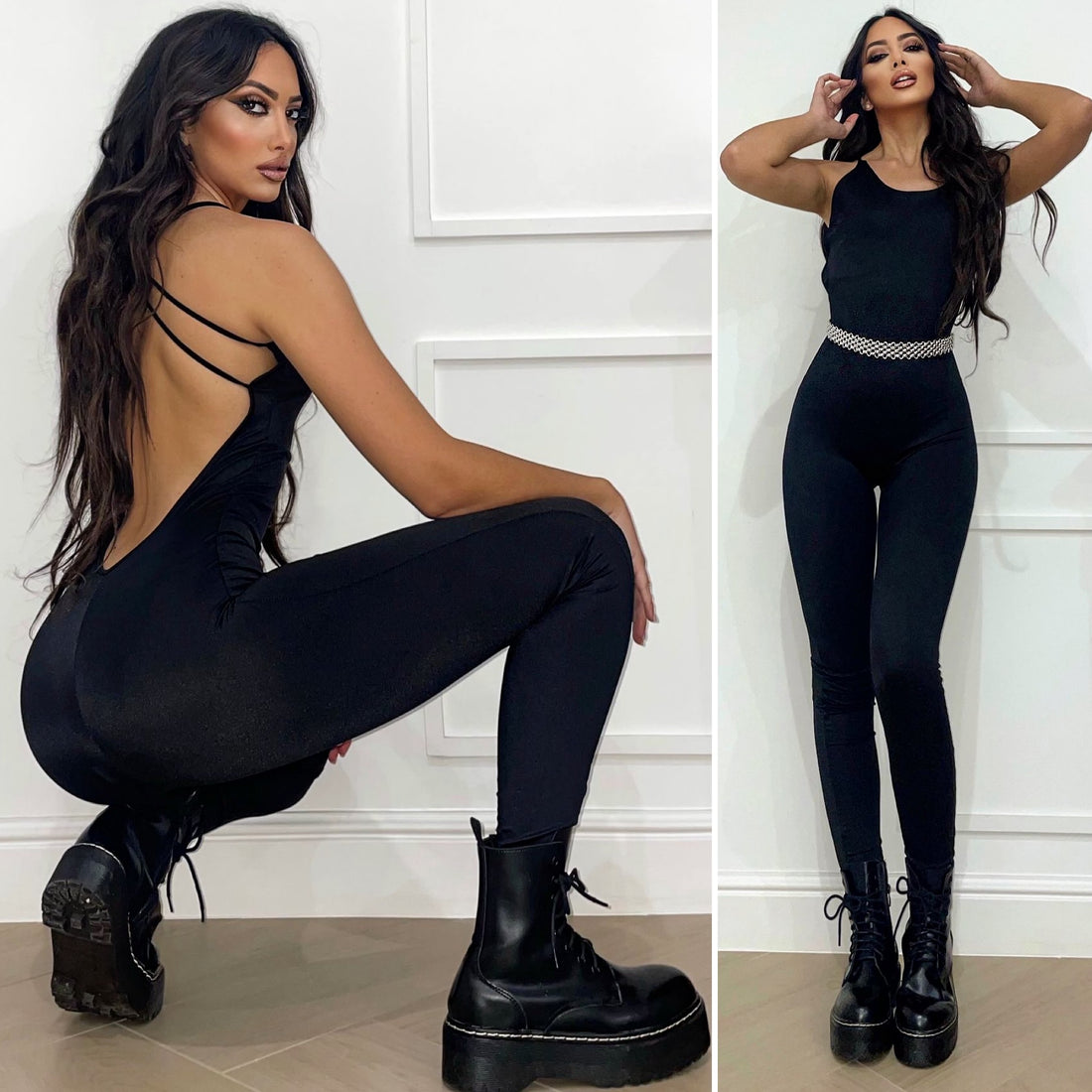 Tuta nera schiena incrociata - R.a. Boutique 