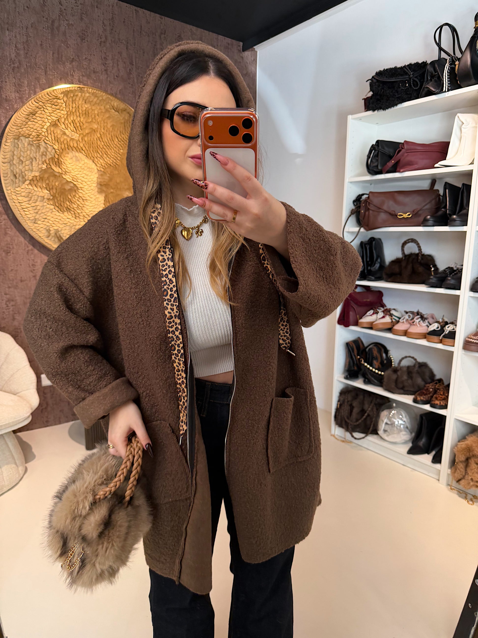 Cardigan Morbido con Cappuccio e laccio Animalier - R.a. Boutique