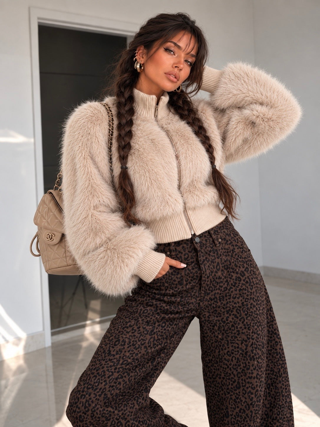 Jeans Barrel Animalier Brown - R.a. Boutique